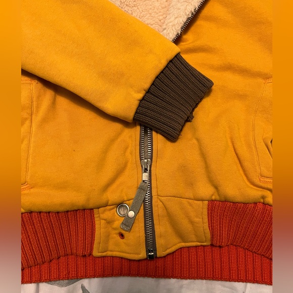 Designer ENERGIE Men's Diesel Big Stitched Logo Shearling Bomber Jacket XL RETRO - Picture 7 of 8